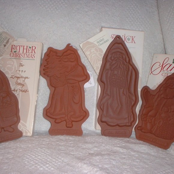 Longaberger Pottery Santa Series Cookie Molds includes limited 1st Casting!